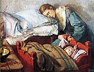 Christian Krohg-Sovende mor med barn 1883.jpg