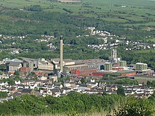 The Clydach Refinery in Wales, seen in 2006, supplied the Manhattan Project with nickel powder under Reverse Lend-Lease Clydach Refinery seen from above - geograph.org.uk - 177129.jpg