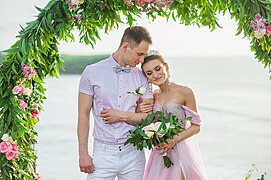 Couple at a wedding ceremony in Indonesia