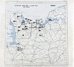 Official U.S. Twelfth Army situation map for 2400 hours, 6 June 1944.