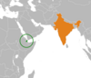 Location map for Djibouti and India.