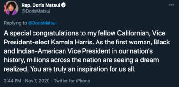 Doris Matsui, Kamala Harris