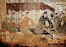 Eastern Han mural of husband and wife's banquet, discovered in Zhucun, Luoyang