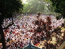 Males from around the Barashalghar union of Comilla's Debidwar upazila can be seen attending Khutbah as part of the Eid-ul-Fitr prayers Eid Prayers at Barashalghar, Debidwar, Comilla.jpg