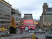 Christmas market in Essen, sight from Essen Hauptbahnhof