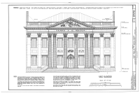 A measured drawing with scale, description of building materials and notes.