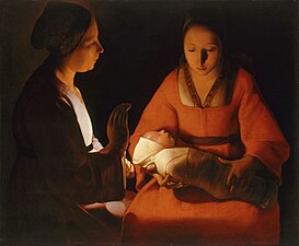 Georges de La Tour, Le Nouveau-né, 1645-1648, huile sur toile.