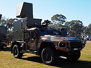 A Hawkei fitted with a radar at the 2019 ADFA Open Day