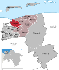 Poziția Holtgast pe harta districtului Wittmund