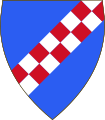 Errata rappresentazione dello stemma della Casa d'Altavilla: questa versione presenta una sbarra in luogo della banda