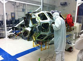 LADEE in the clean room at Ames Research Center before its solar panels were attached