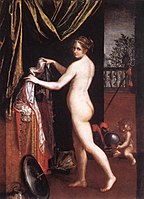 ラヴィニア・フォンターナ、「身繕いをするミネルウァ」、1613年、ボルゲーゼ美術館、ローマ