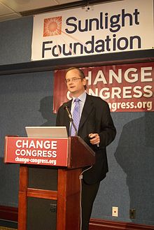 Lessig speaking before Change Congress and the Sunlight Foundation Lawrence Lessig 2.jpg