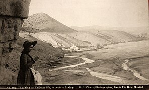 Looking up Caliente Rio at the Hot Springs, photo by Dana B. Chase, 1884–1892