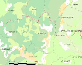 Mapa obce Gagnières