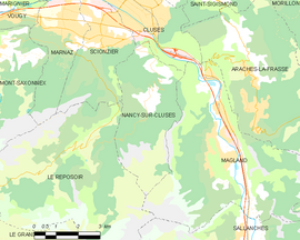 Mapa obce Nancy-sur-Cluses