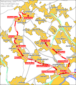 Spoorlijn Frankfurt-Höchst - Königstein op de kaart