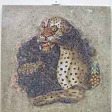 Un pequeño mosaico de un leopardo de la Casa de las Máscaras en Delos, aproximadamente 100 a. C.