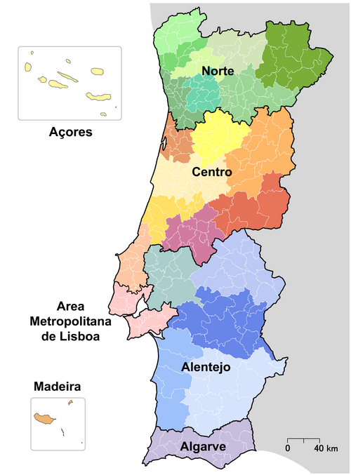 Map of Regions of Portugal