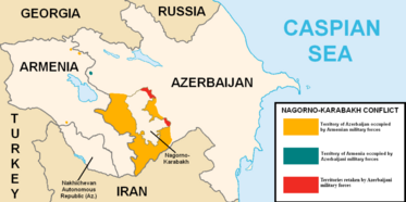 Mapa de conflitos na região de Nagorno-Karabakh