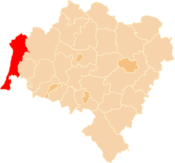 Powiat zgorzelecki (rödmarkerat) i Nedre Schlesiens vojvodskap.
