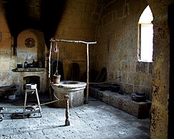 Eine restaurierte historische Küche im Kloster