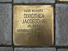 Stolperstein für Dorothea Jacobsohn in Hannover