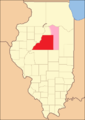 Tazewell County between 1829 and 1830: the creation of Macon County established a southern border for Tazewell's additional territory.