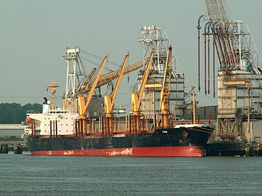 Ship with cranes