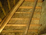 Inside view of a straw-thatched house