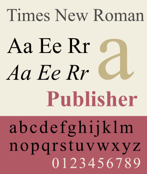 English: Specimen of Times New Roman. SVG
