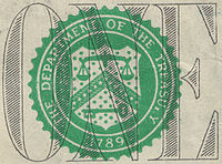 Modern seal on a current $1 bill USDeptOfTreasurySeal-2003Bill.jpg