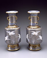 Mintons vases with cranes, 1871-1875