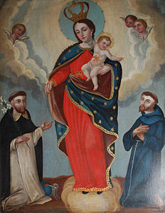Remise du rosaire avec saint François d'Assise, Mexico.