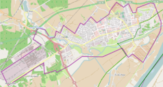 Mapa konturowa Świecia, w centrum znajduje się punkt z opisem „Świecie Przechowo”