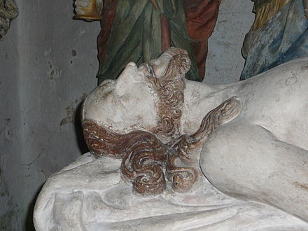 The head of Jesus in the Église Notre-Dame "mise au Tombeau"