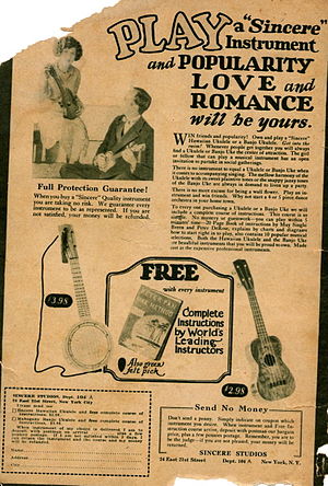 1926 US advertisement. "Play a Sincere In...