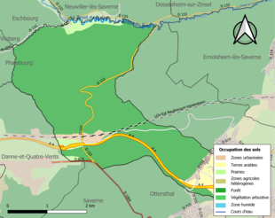 Carte en couleurs présentant l'occupation des sols.