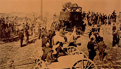 The crushing plant in operation at Winston-Salem, N.C., during a macadam roadbuilding demonstration in 1901.