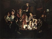 This painting, An Experiment on a Bird in the Air Pump by Joseph Wright of Derby, 1768, depicts an experiment performed by Robert Boyle in 1660.