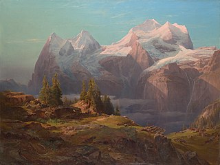 Anton Hansch, Wengeralpe im Berner Oberland (Jungfrau und Mönch), 1853