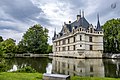The chateau of Azay Le Rideau is built on an island in the River Indre near the Loire in France