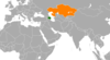 Location map for Azerbaijan and Kazakhstan.