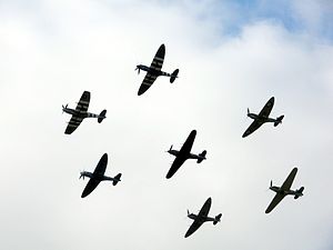 2 Hawker Hurricanes and 5 Supermarine Spitfire...