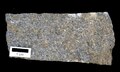 Basalt hand sample showing fine texture