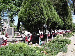 Túmulos de soldados no cemitério da avenida Jana Pawła II em Puszcza Solska