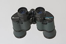 Porro type, external eyepiece bridge central-focusing binoculars with a rotating diopter on the right eyepiece allowing to adjust refractive differences between the viewer's left and right eyes Binocular Eschenbach Derby Compact 8x40 Ww.jpg