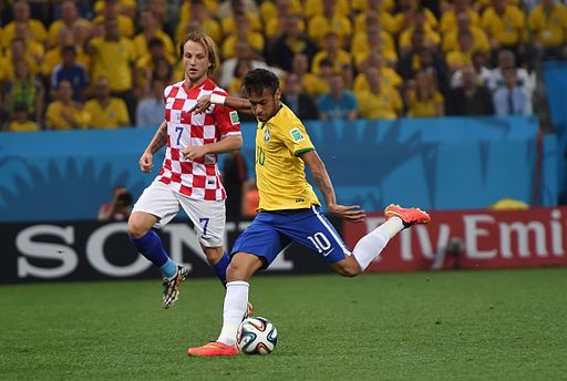 Ivan Rakitic and Neymar, Brazil and Croatia match at the FIFA World Cup 2014-06-12