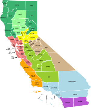 Economic regions of California, as defined by ...