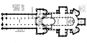 Canterbury Cathedral following Ernulf and Conrad's expansions Canterbury Cathedral 1174b.png
